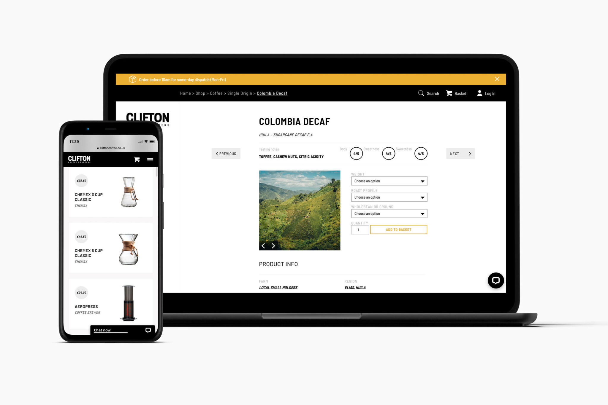 Consistent year over year ecommerce revenue growth for Bristol coffee roaster.