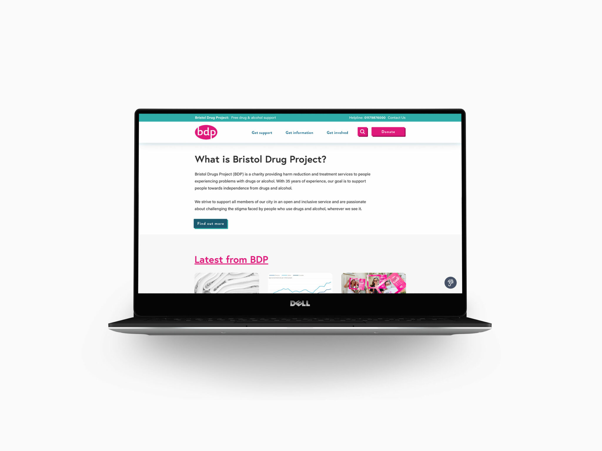 Accessibility first web design for Bristol Drug Project.